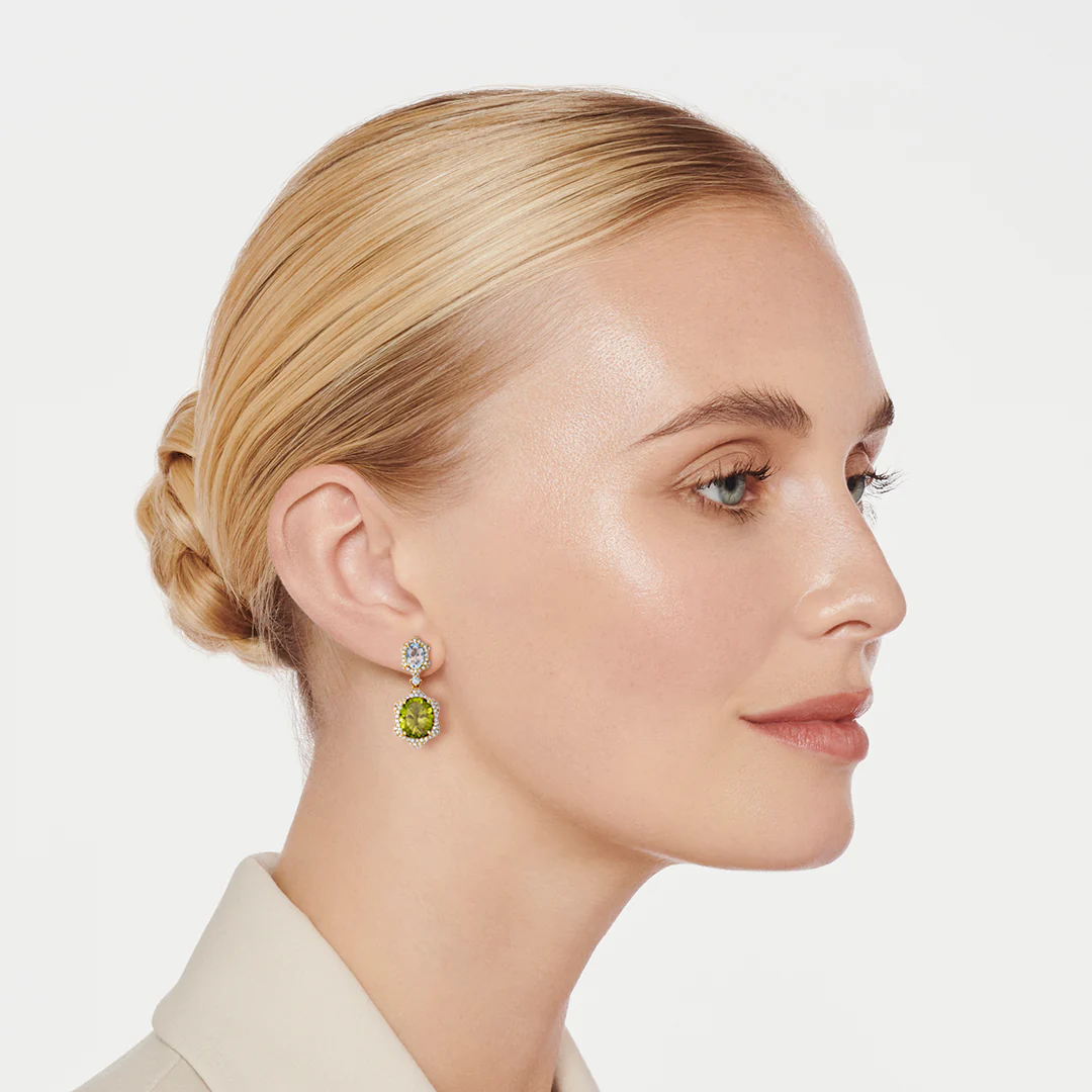 Special Editions Peridot, Blue Topaz and Diamond Wave Earrings - Image 2