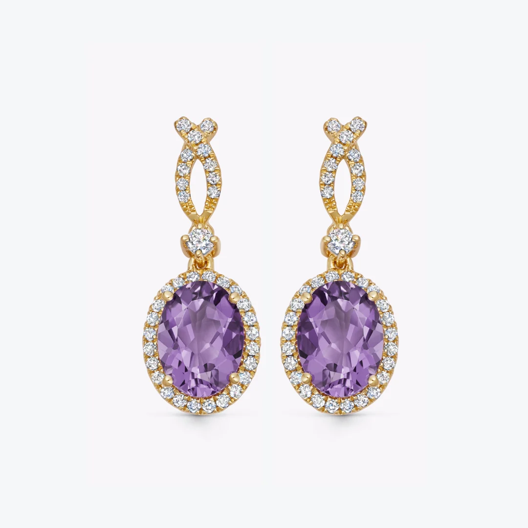 Signatures Amethyst and Diamond Ribbon Earrings