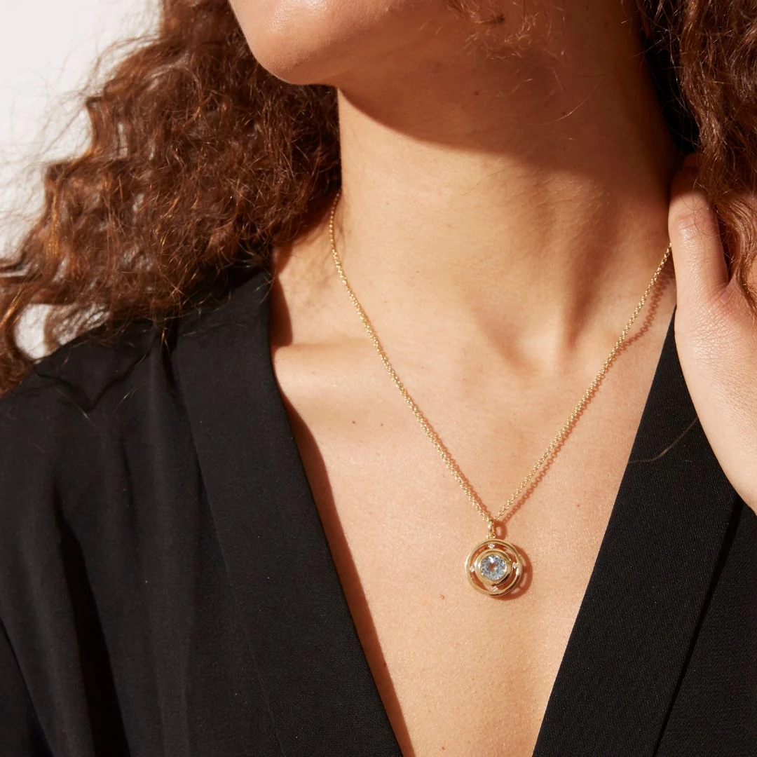 Apollo Blue Topaz and Diamond Pendant - Image 2