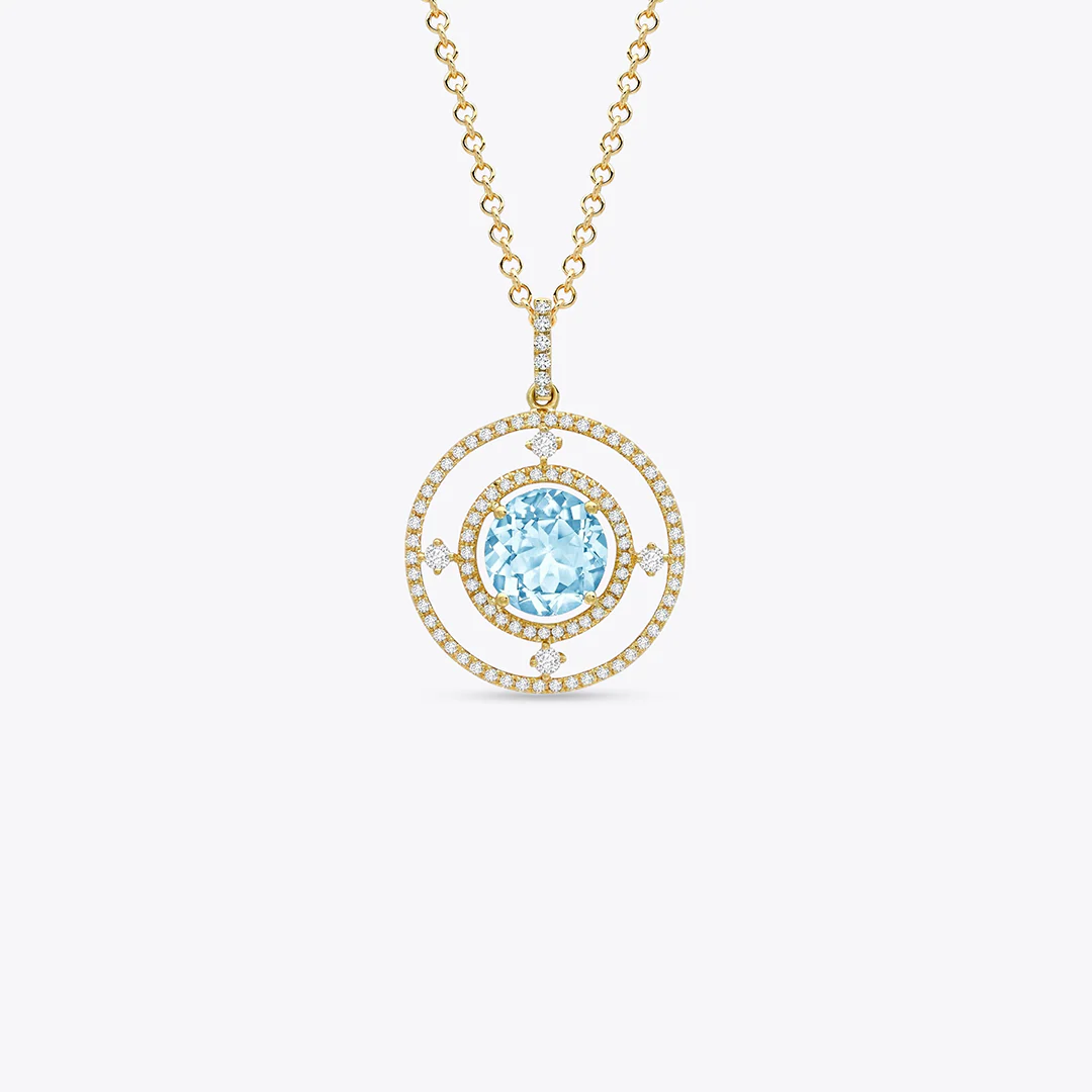 Apollo Medium Blue Topaz and Diamond Pendant