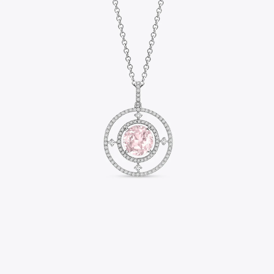 Apollo Large Morganite and Diamond Pendant
