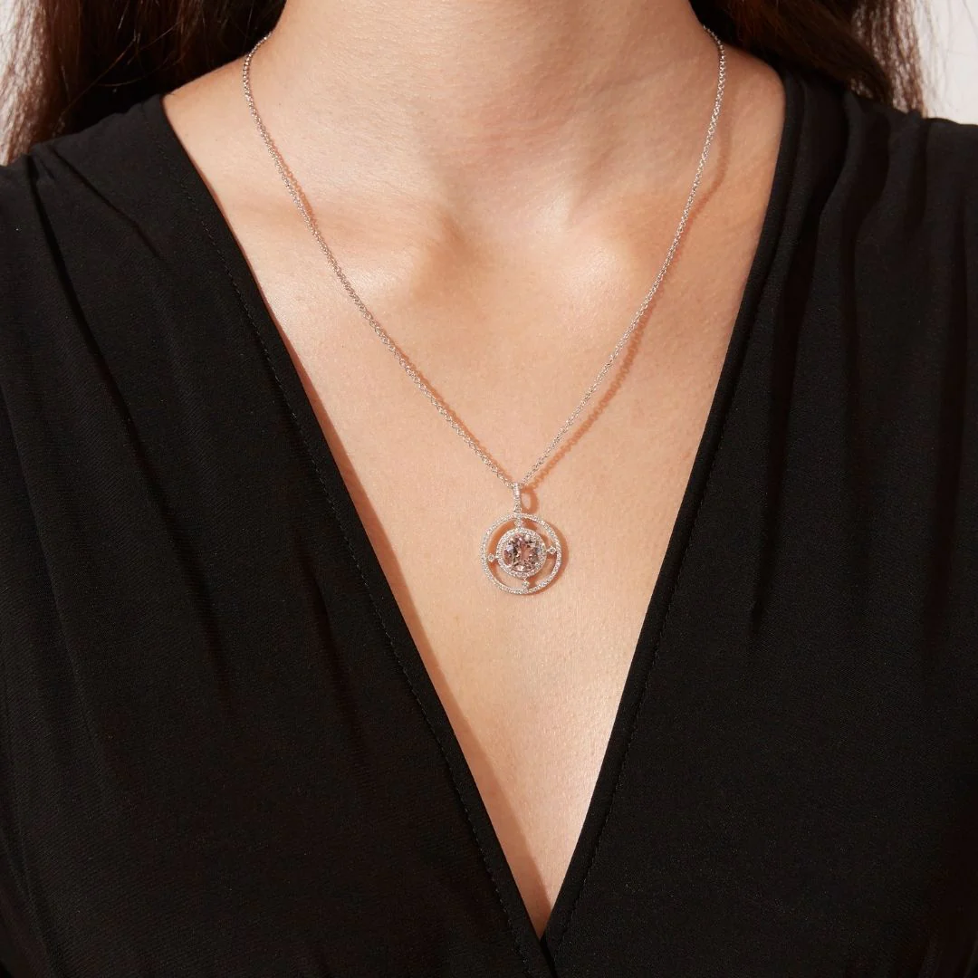 Apollo Large Morganite and Diamond Pendant - Image 2