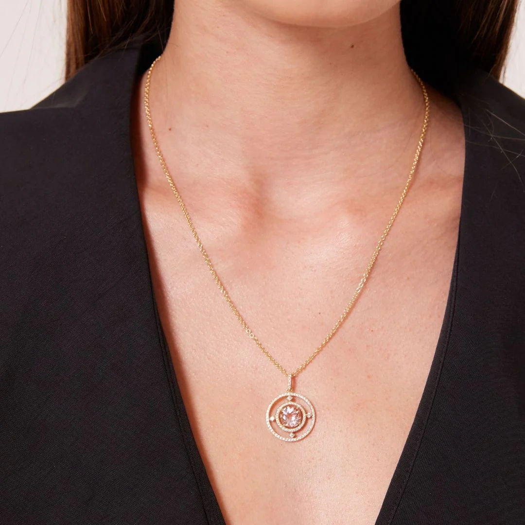 Apollo Medium Morganite and Diamond Pendant - Image 2