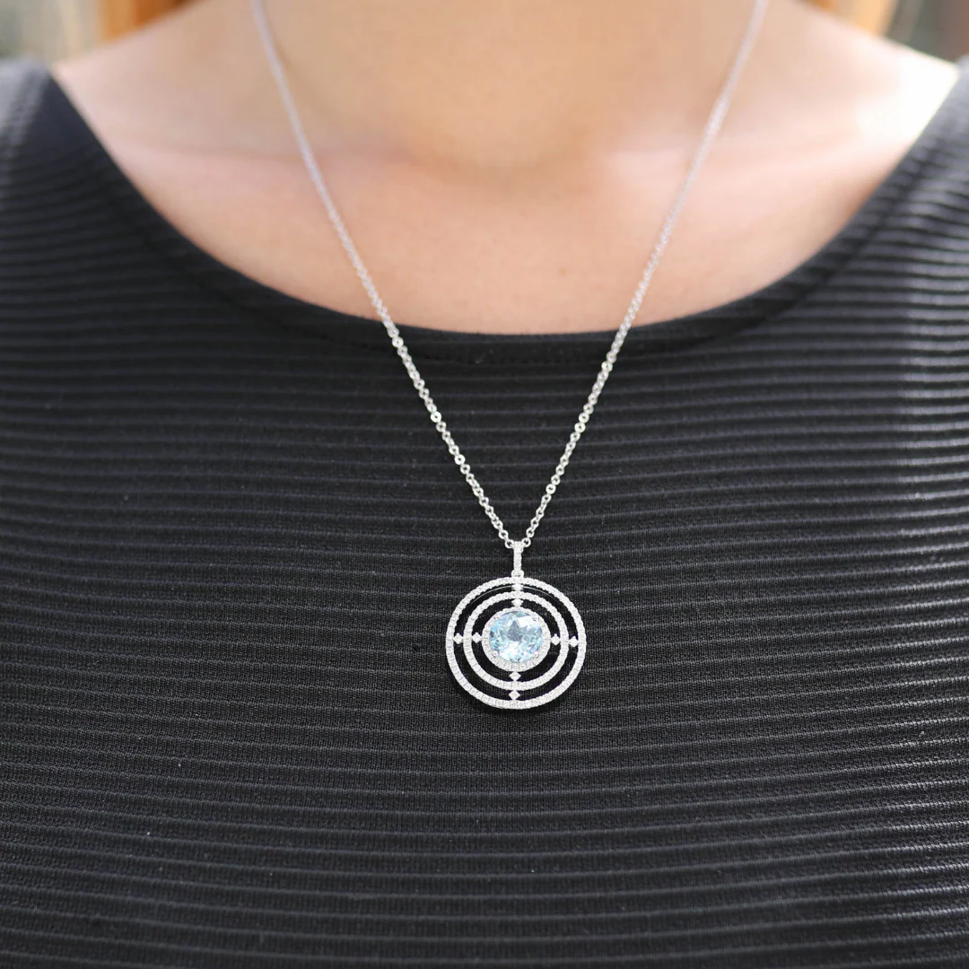 Apollo Sun Blue Topaz and Diamond Pendant - Image 2