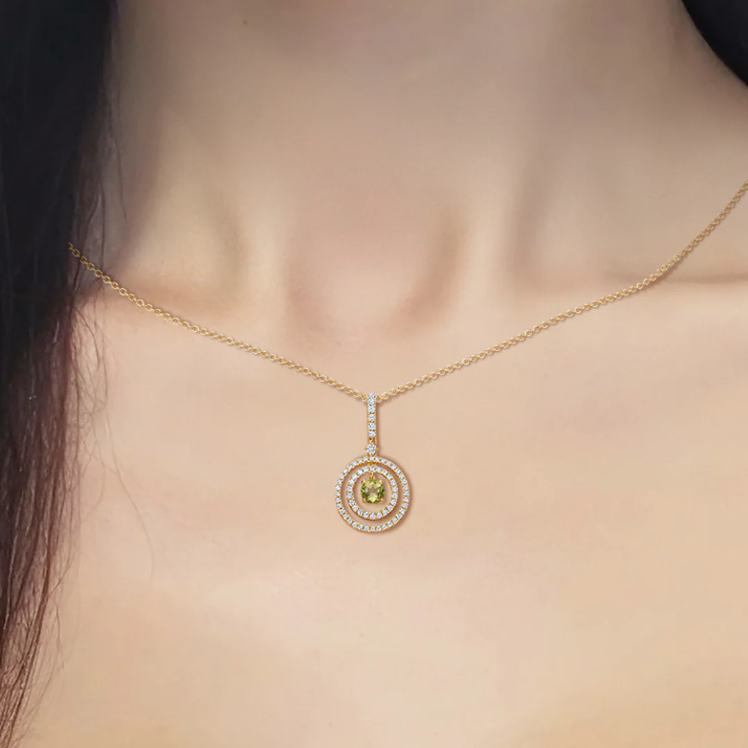 Birthstones August Peridot and Diamond Pendant - Image 2