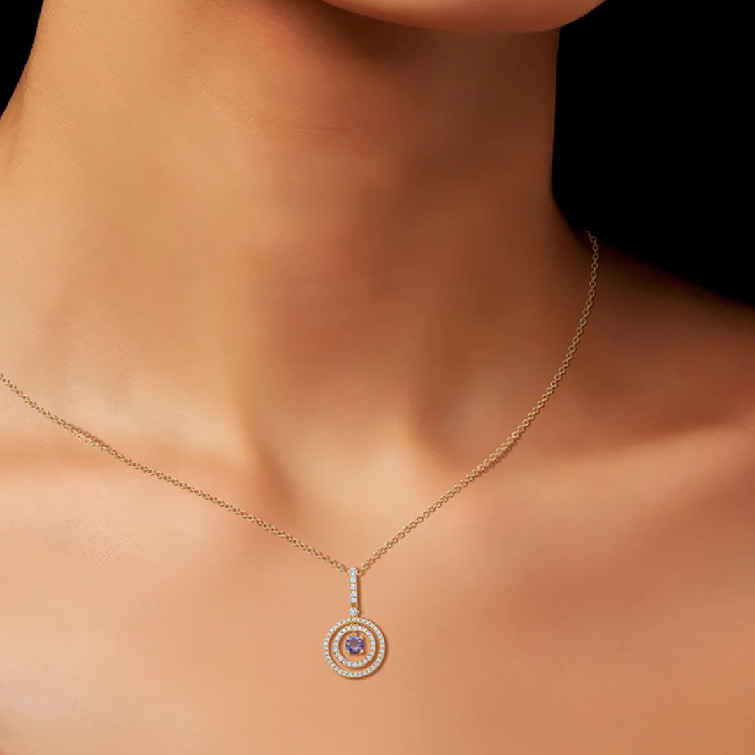 Birthstones December Tanzanite and Diamond Pendant - Image 2