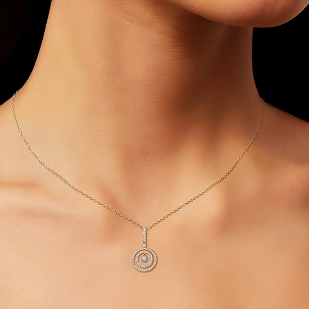 Birthstones June Pearl and Diamond Pendant - Image 2