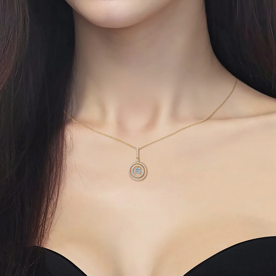 Birthstones March Aquamarine and Diamond Pendant - Image 2
