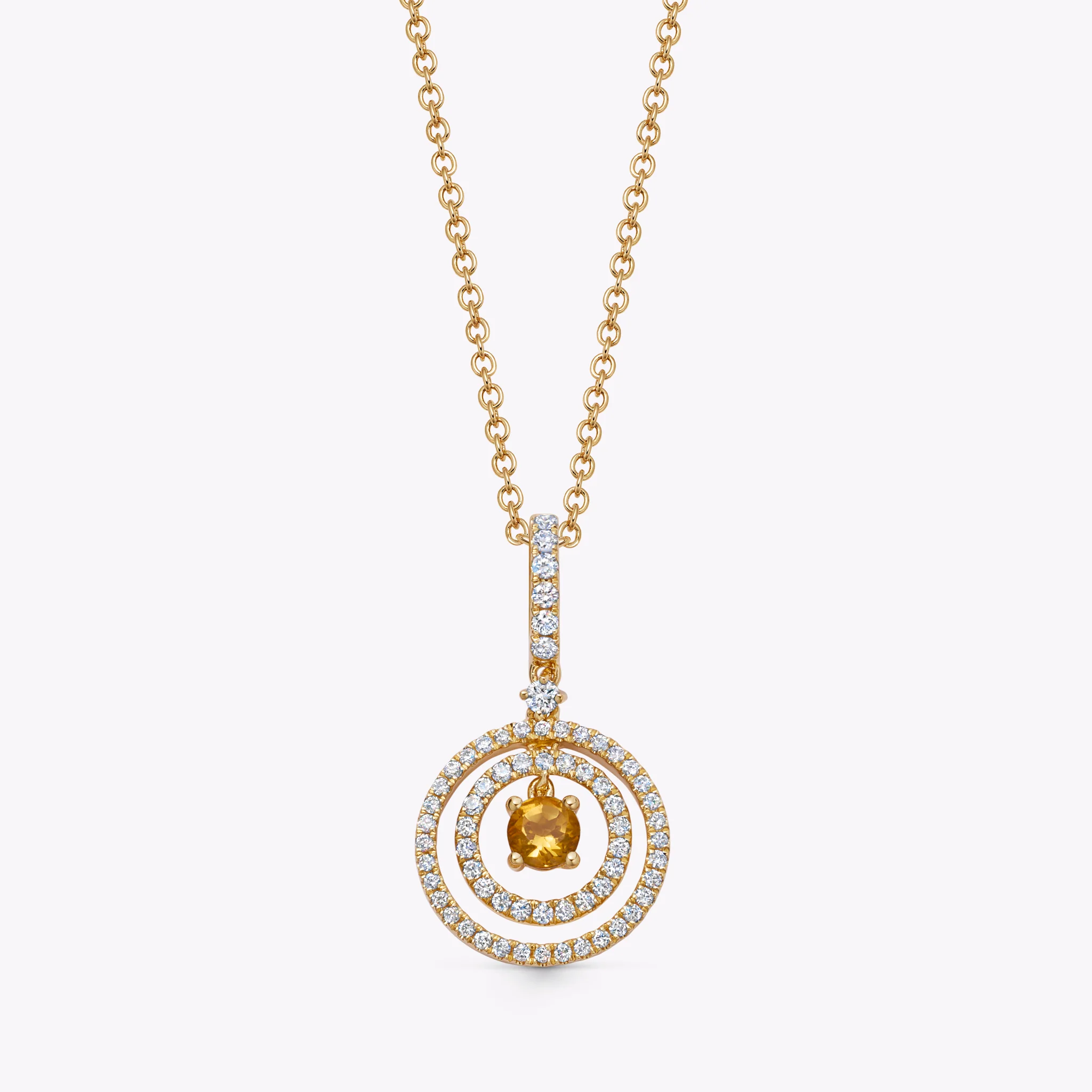 Birthstones November Citrine and Diamond Pendant