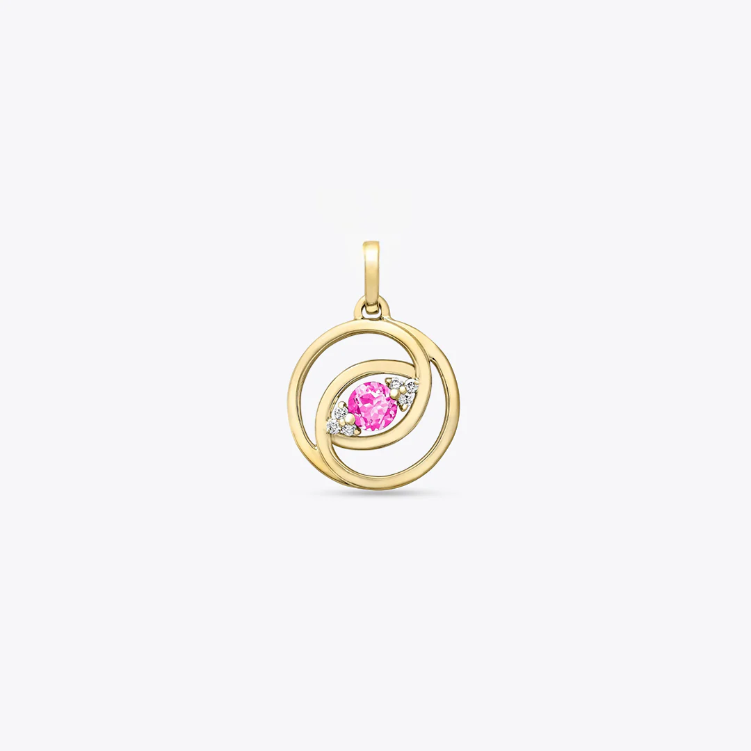 Birthstone Pink Tourmaline and Diamond Pendant Only