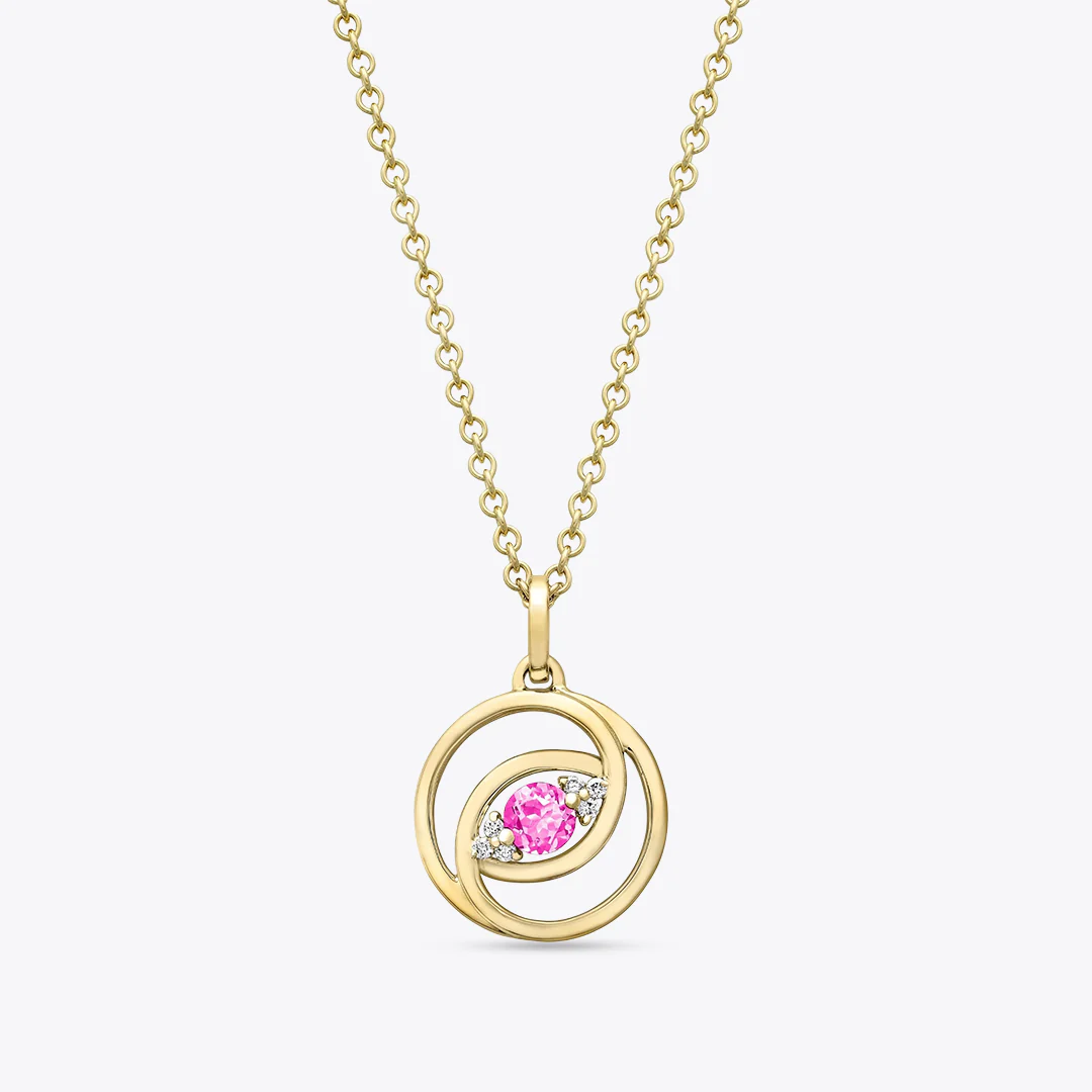 Birthstone Pink Tourmaline and Diamond Pendant Only - Image 2