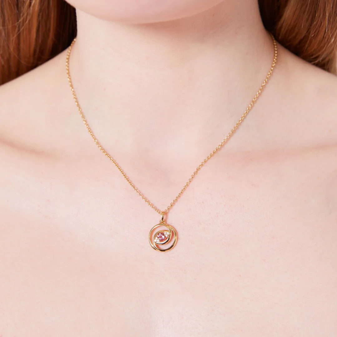 Birthstone Pink Tourmaline and Diamond Pendant Only - Image 3