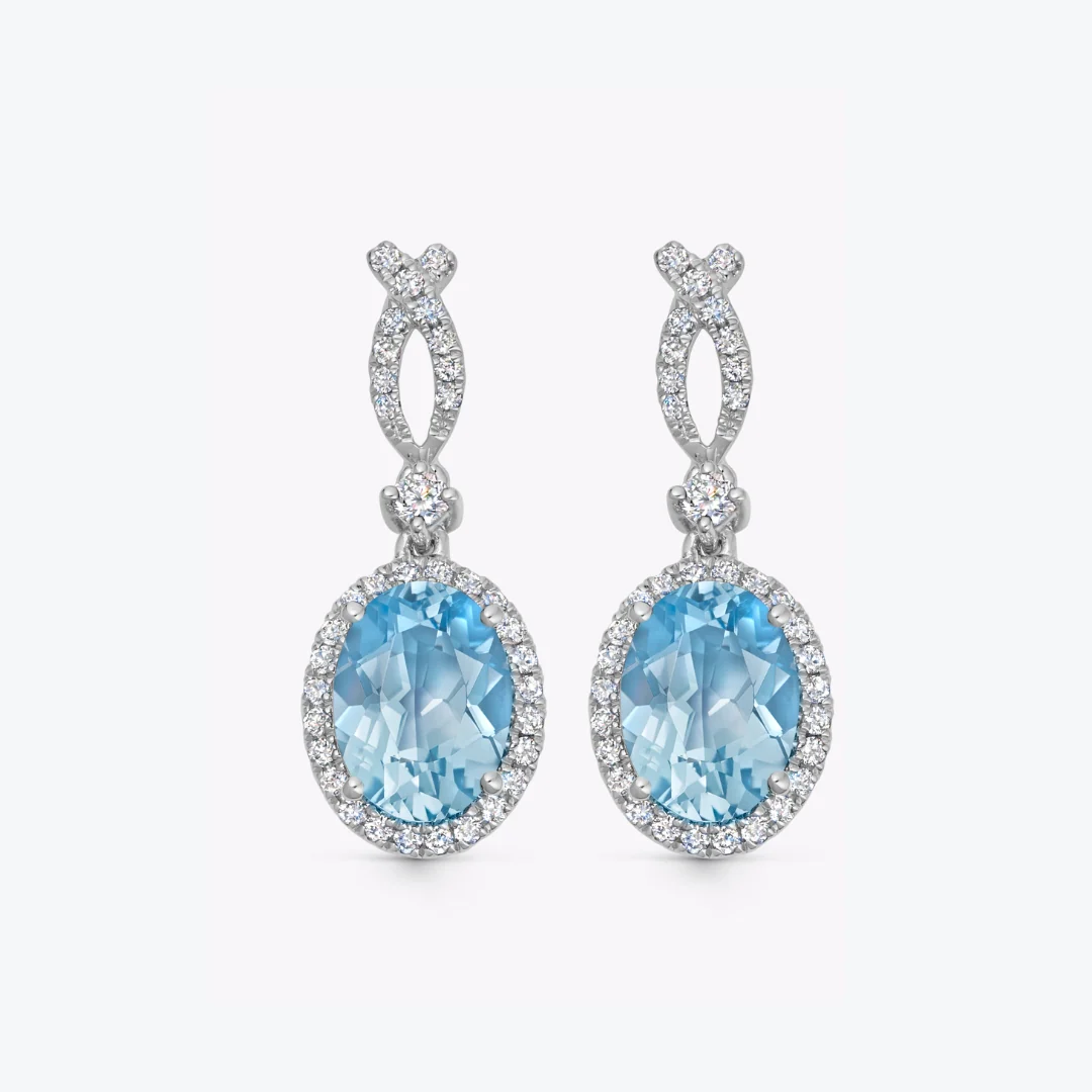 Signatures Blue Topaz and Diamond Ribbon Earrings