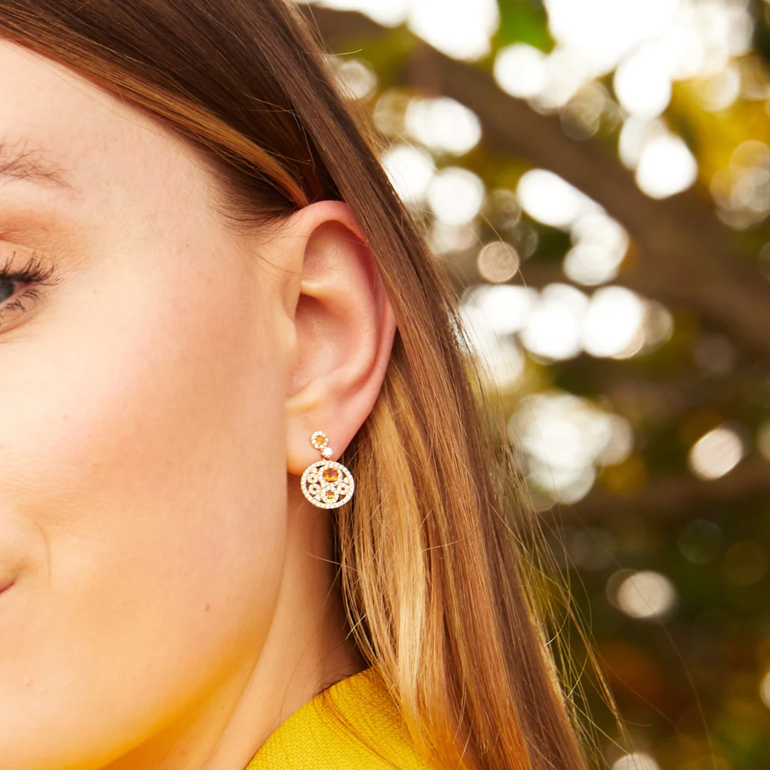 Bubbles Fire Opal and Diamond Drop Earrings - Image 2