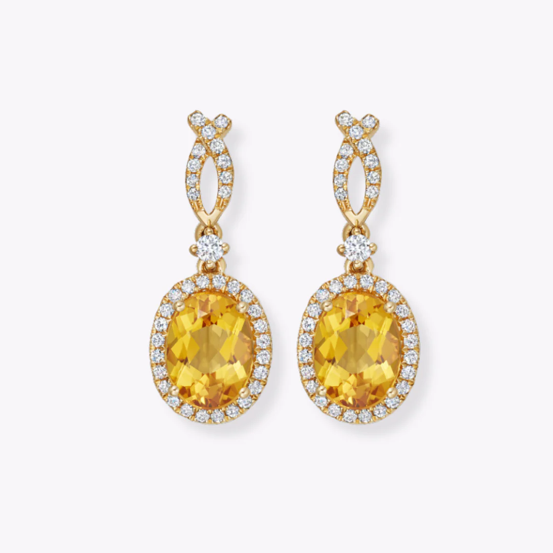 Citrine and Diamond Ribbon Earrings