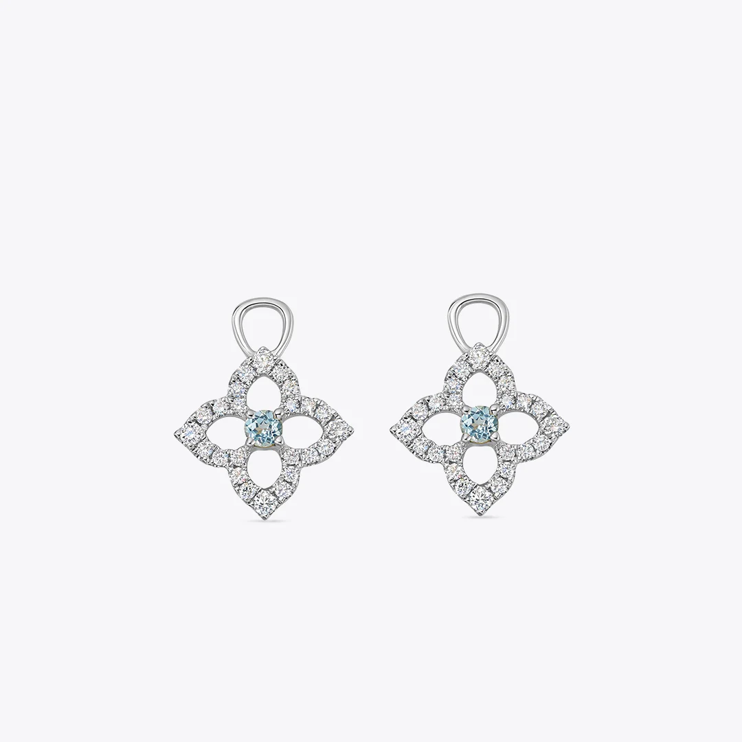 Pointed Petal Diamond and Blue Topaz Detachable Drops