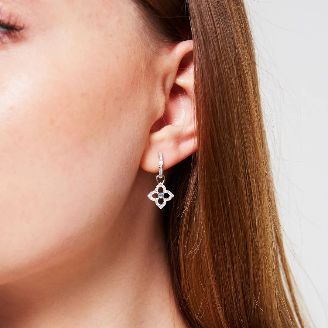 Pointed Petal Diamond and Blue Topaz Detachable Drops - Image 2