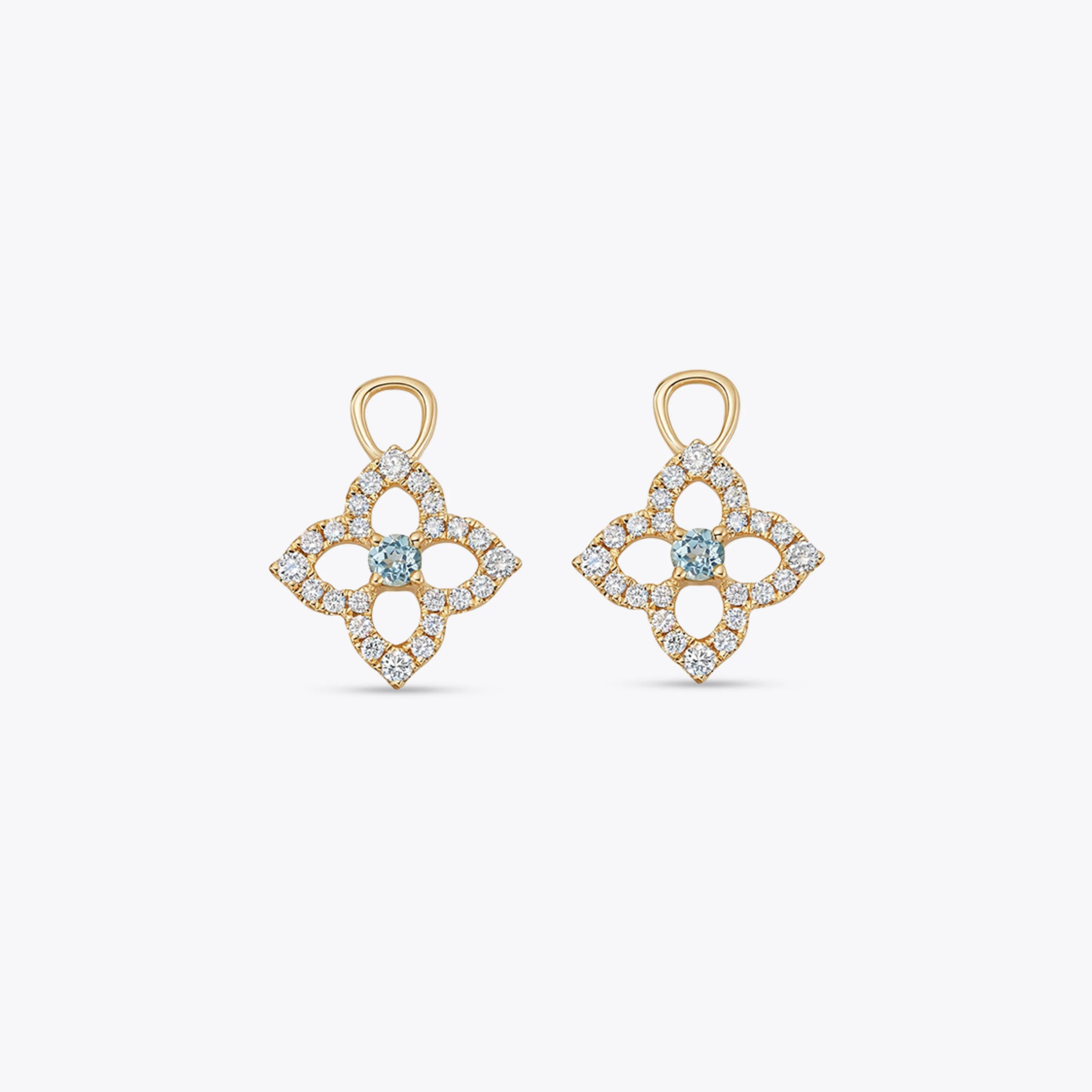 Pointed Petal Diamond and Blue Topaz Detachable Drops