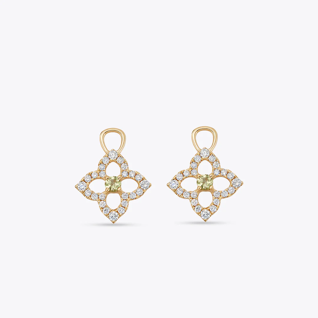 Pointed Petal Diamond and Peridot Detachable Drops