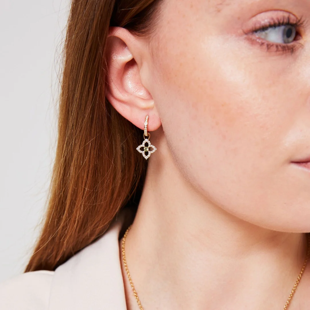 Pointed Petal Diamond and Peridot Detachable Drops - Image 3