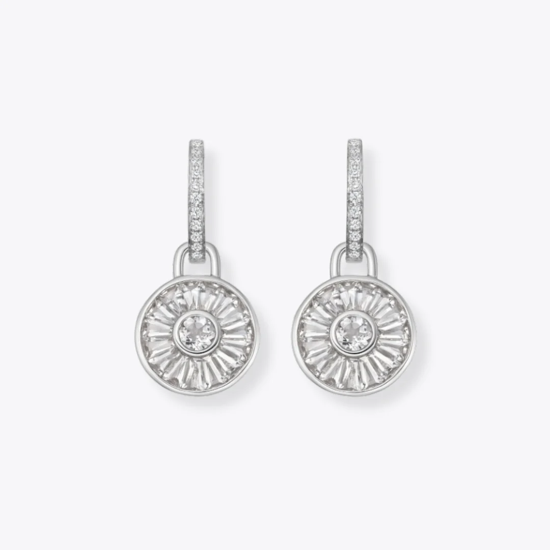 White Topaz Round Mosaic Detachable Drops - Image 2
