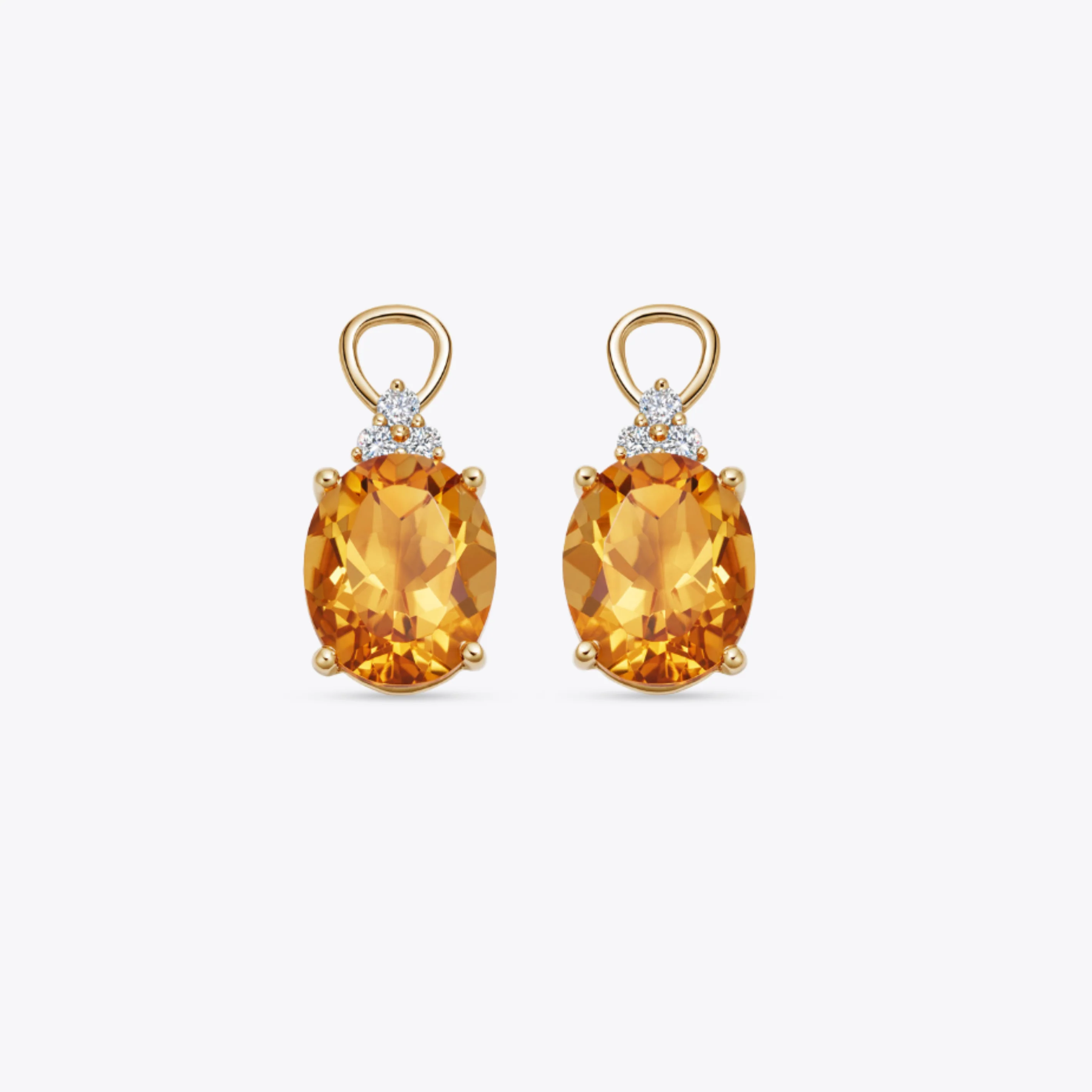 Oval Citrine and Tri Diamond Tops Detachable Drops