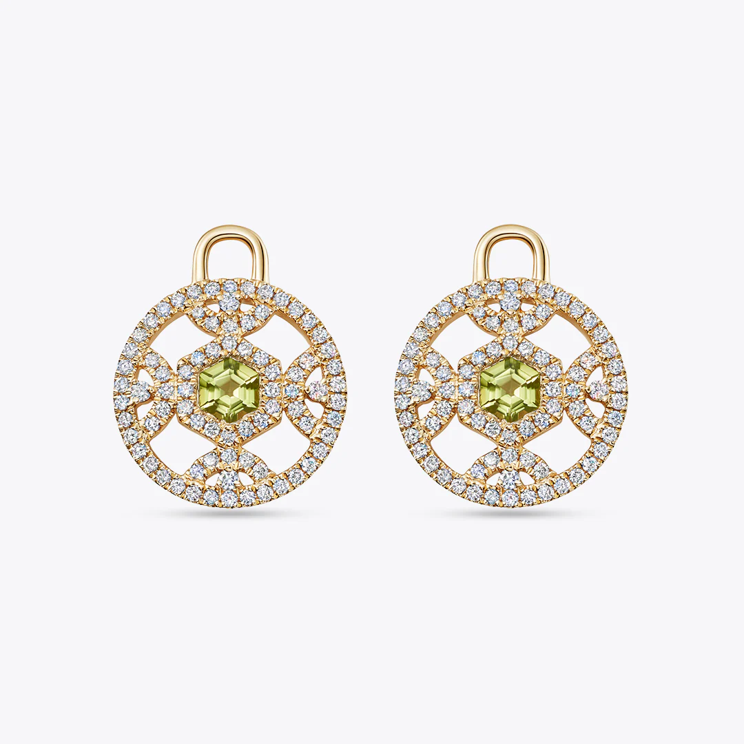 Firefly Hexagon Cut Peridot and Diamond Detachable Drops