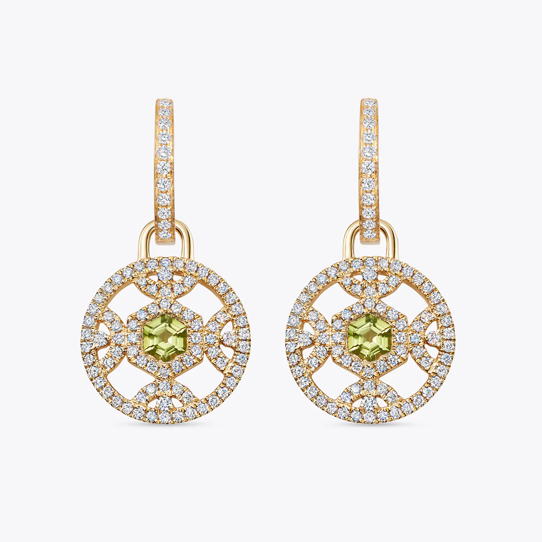 Firefly Hexagon Cut Peridot and Diamond Detachable Drops - Image 2