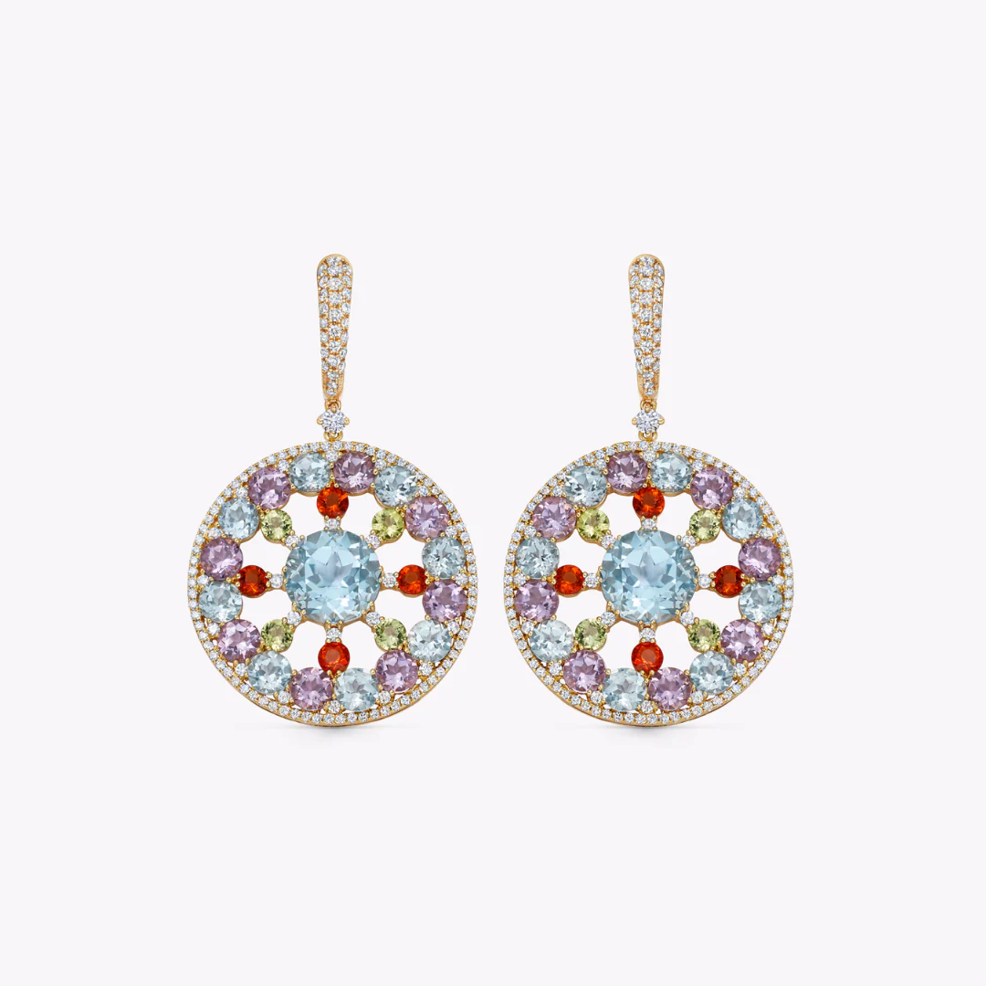 Fireworks Multi Gemstone Catherine Wheel Earrings