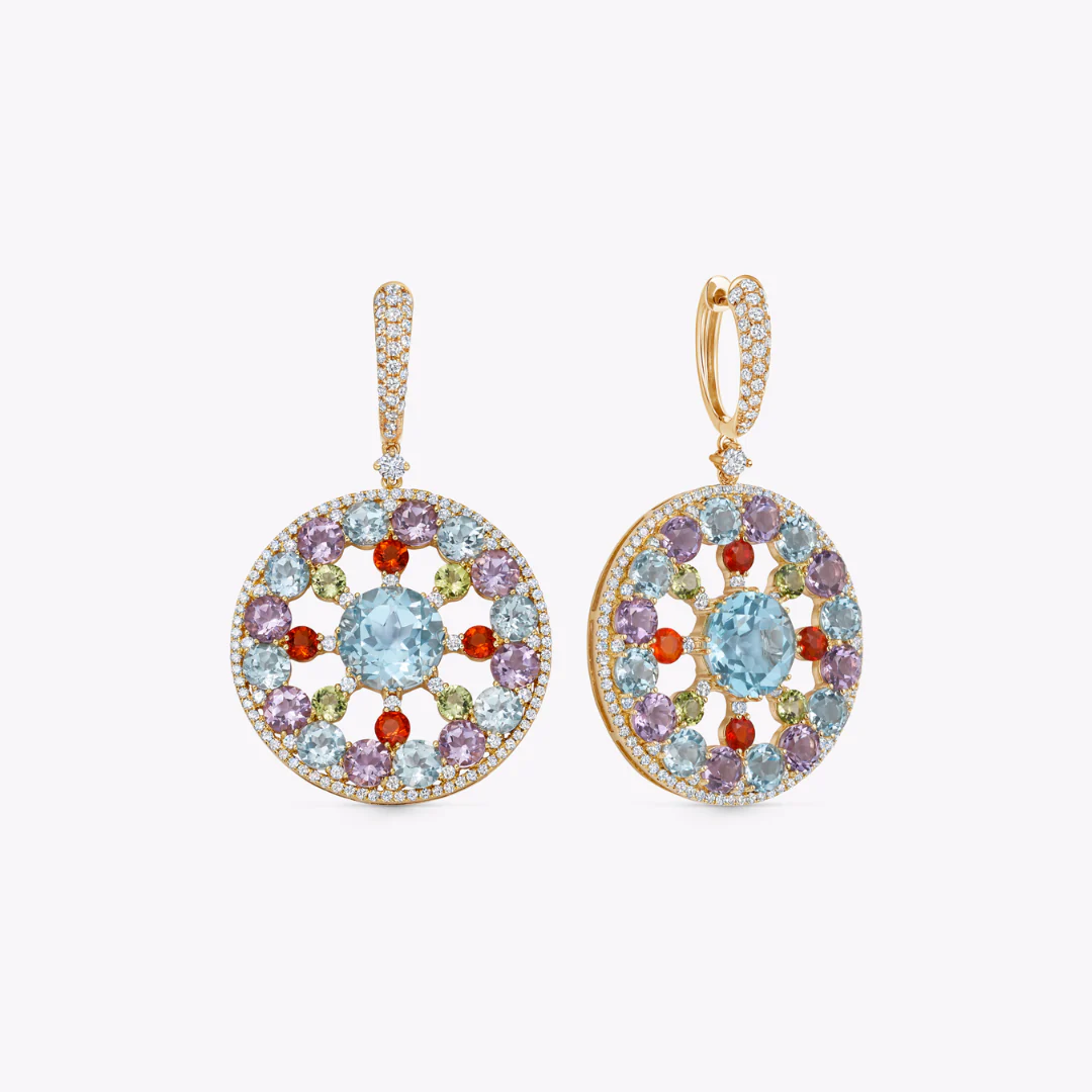 Fireworks Multi Gemstone Catherine Wheel Earrings - Image 2