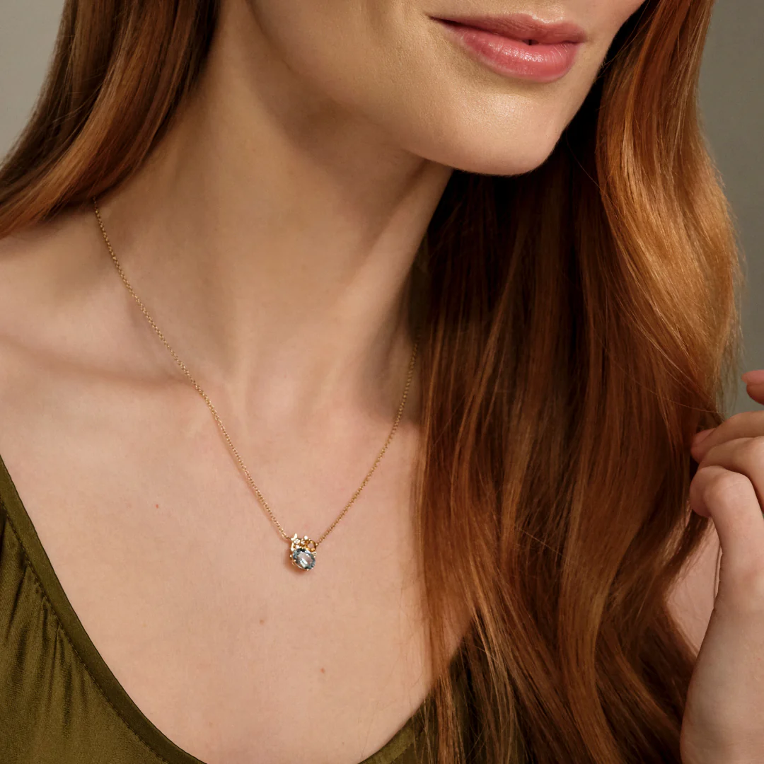 Fireworks Blue Topaz and Citrine Cluster Necklace - Image 2