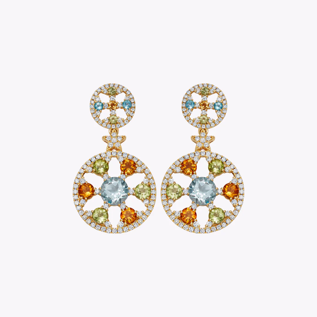 Fireworks Blue Topaz Comet Earrings