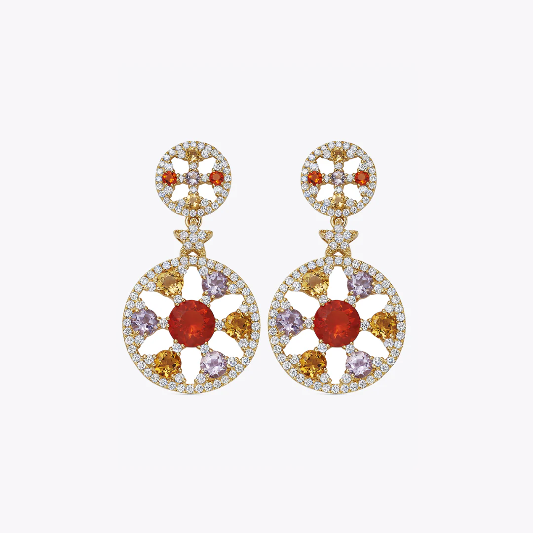Fireworks Fire Opal Comet Earrings