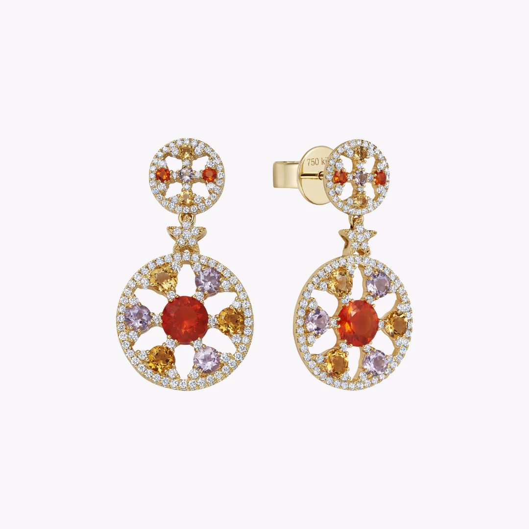 Fireworks Fire Opal Comet Earrings - Image 3