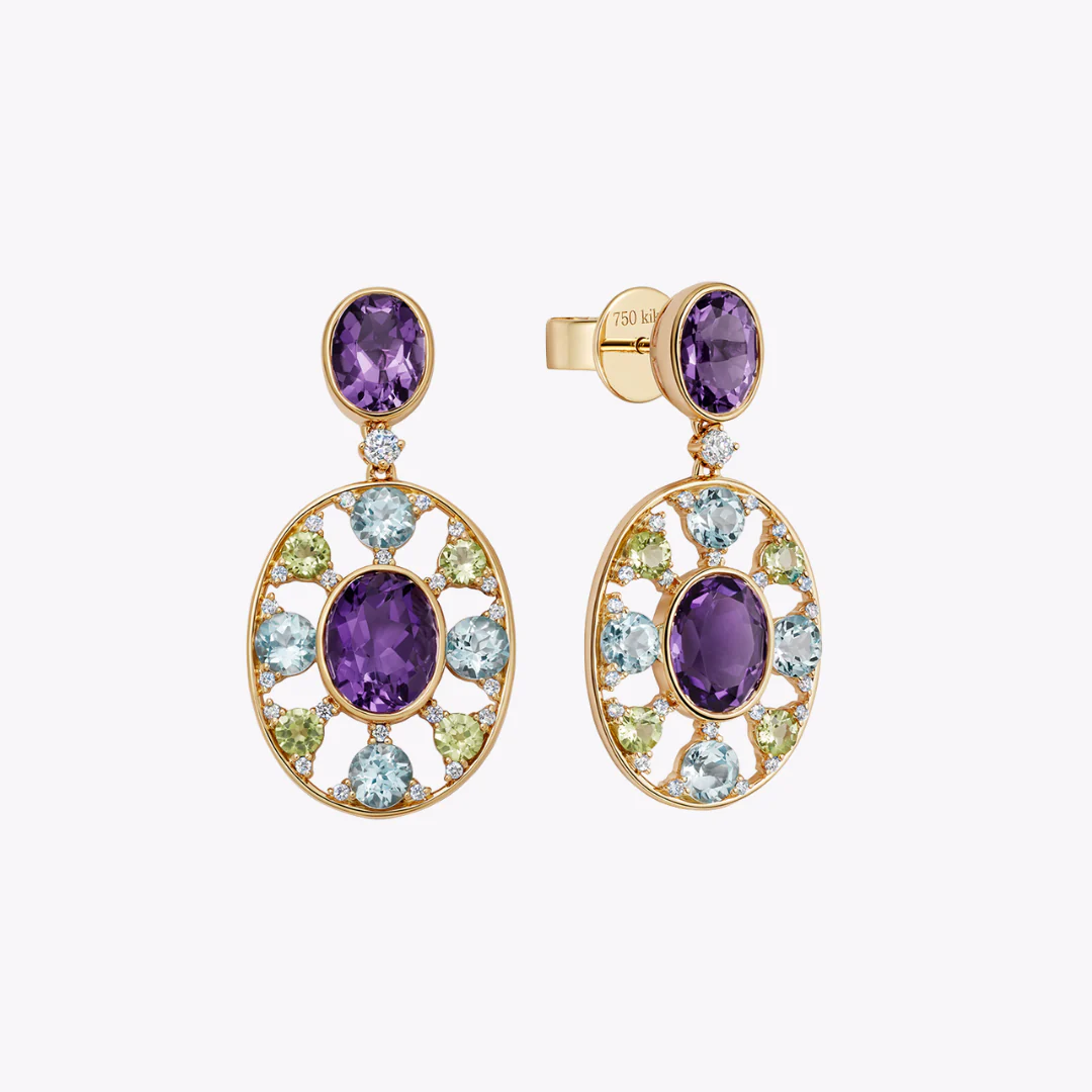 Fireworks Amethyst Oval Sparkler Earrings - Image 3