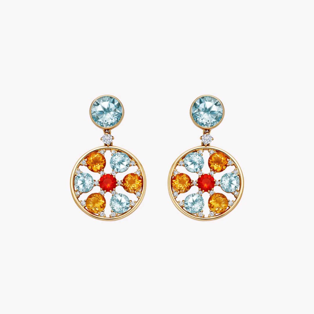 Fireworks Blue Topaz Spinner Earrings