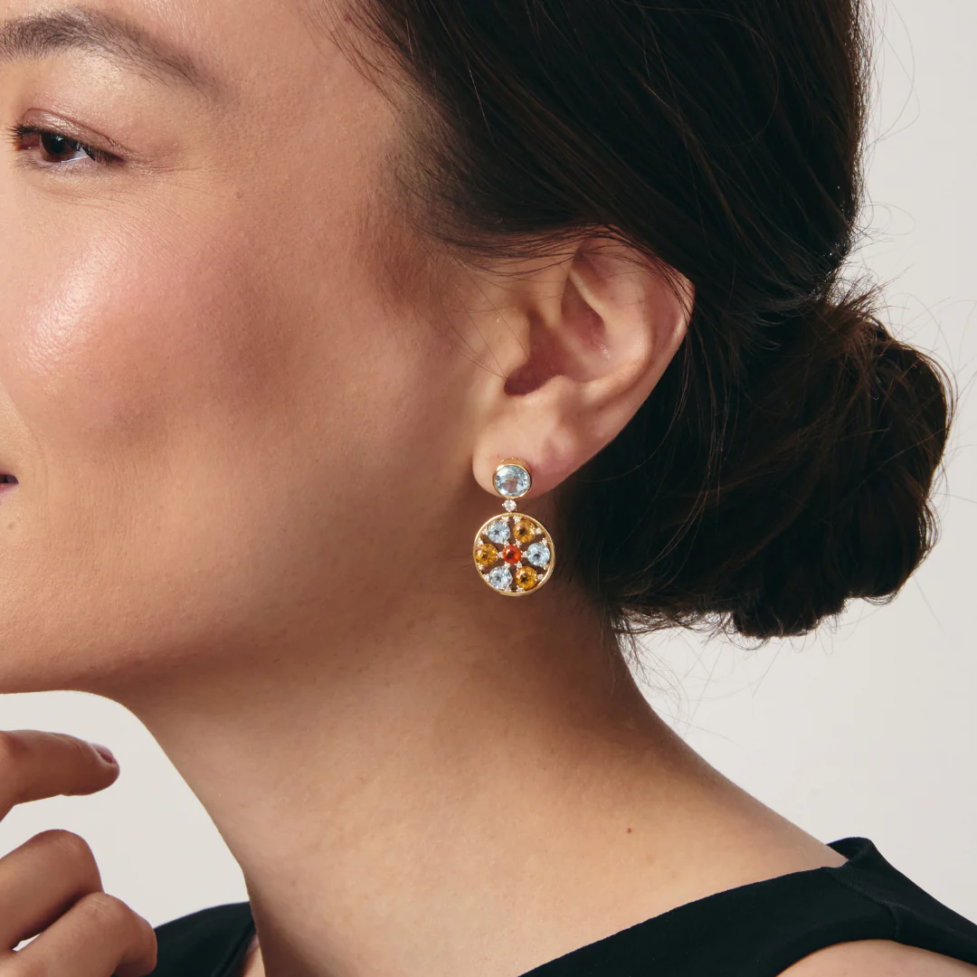 Fireworks Blue Topaz Spinner Earrings - Image 2