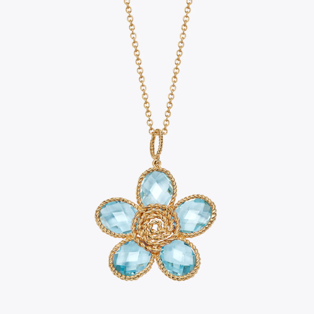 Florence Blue Topaz Flower Pendant