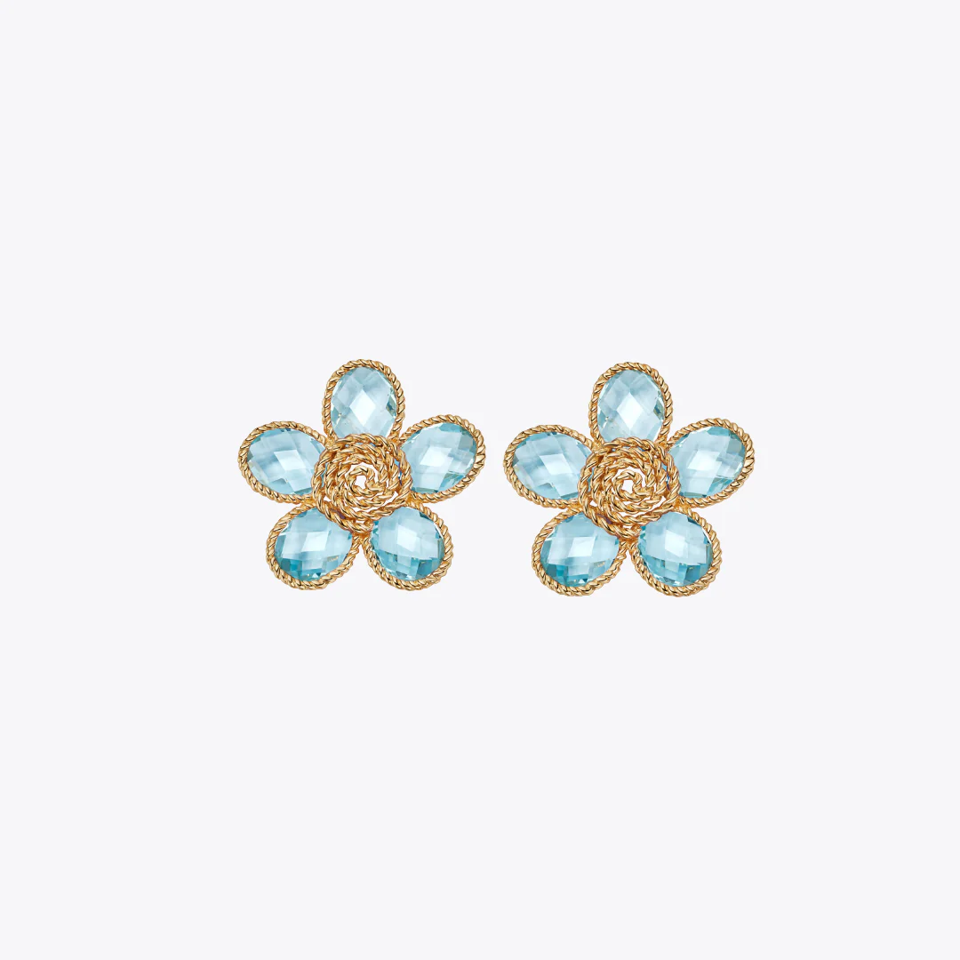 Florence Blue Topaz Small Flower Earrings