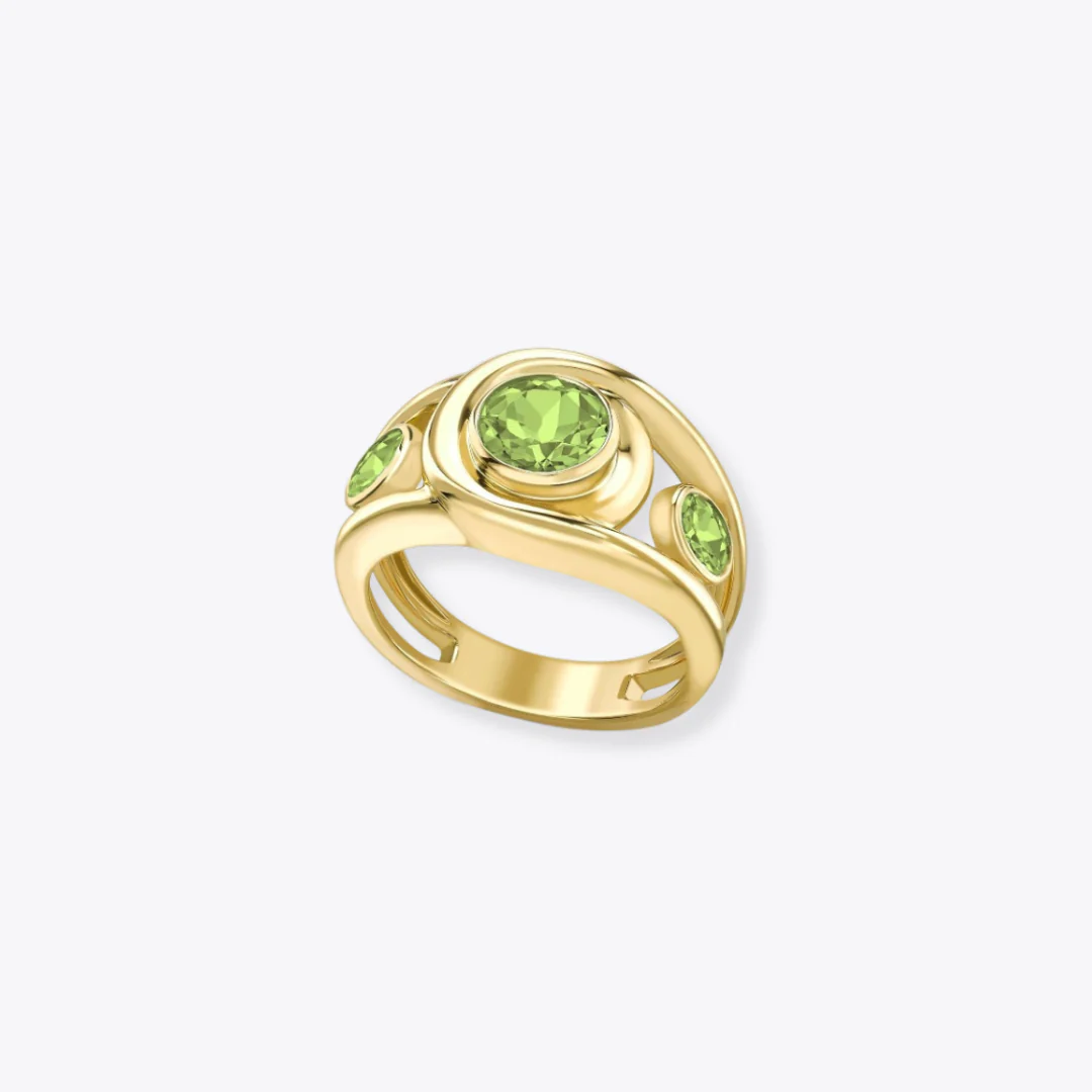 Forget-Me-Not Triple Stone Peridot Ring