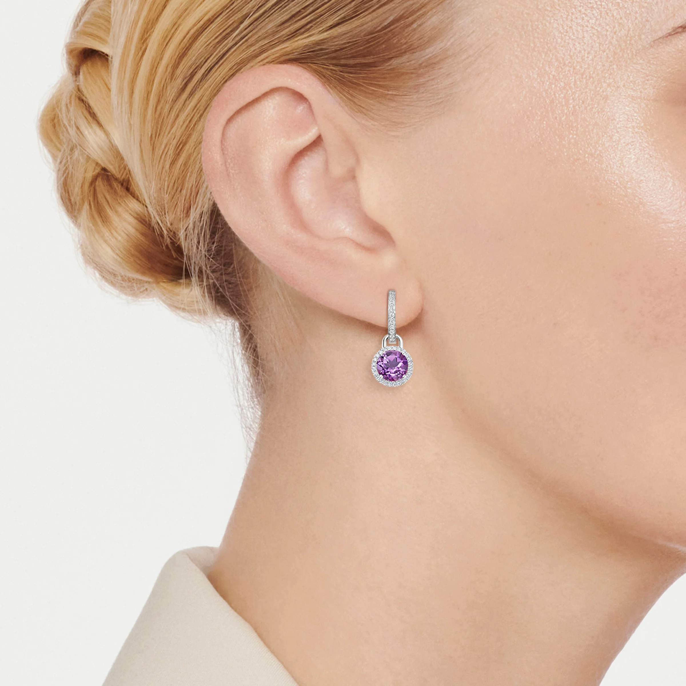 Grace Mini Amethyst and Diamond Detachable Earrings - Image 2