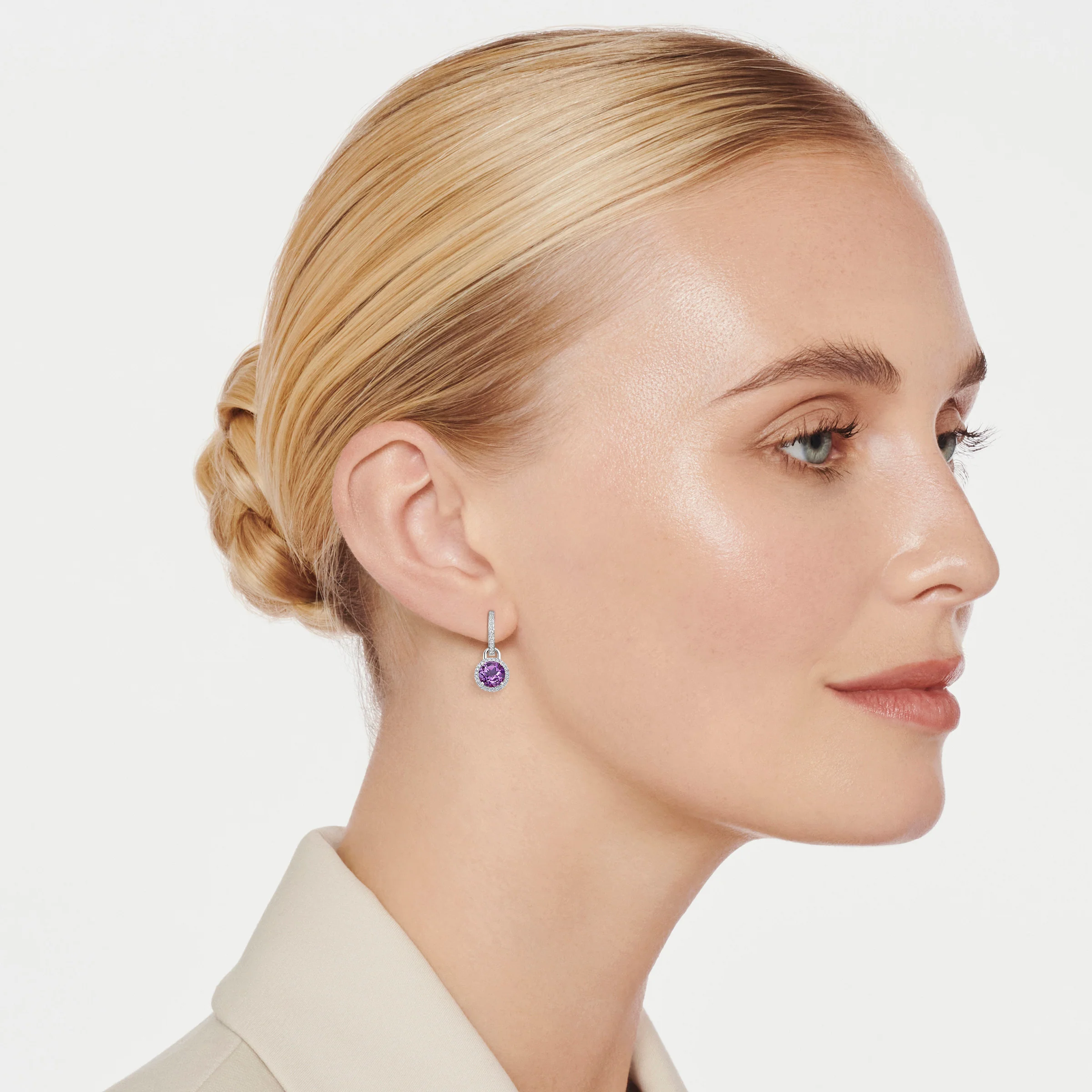 Grace Mini Amethyst and Diamond Detachable Earrings - Image 3