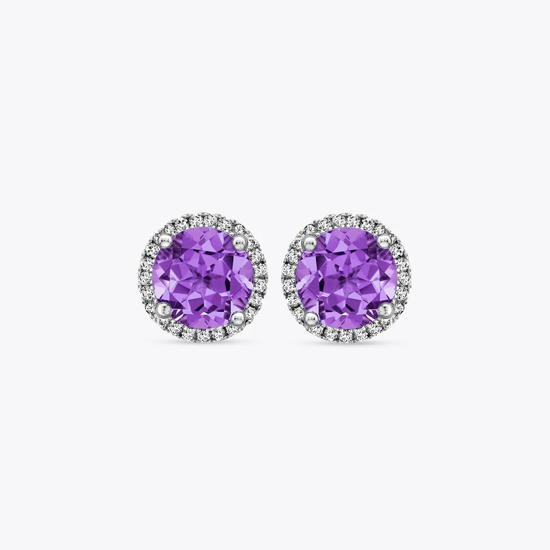 Grace Amethyst and Diamond Stud Earrings