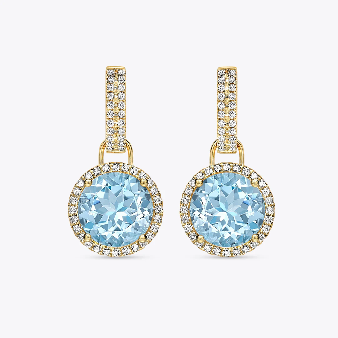 Grace Large Blue Topaz and Diamond Detachable Earrings
