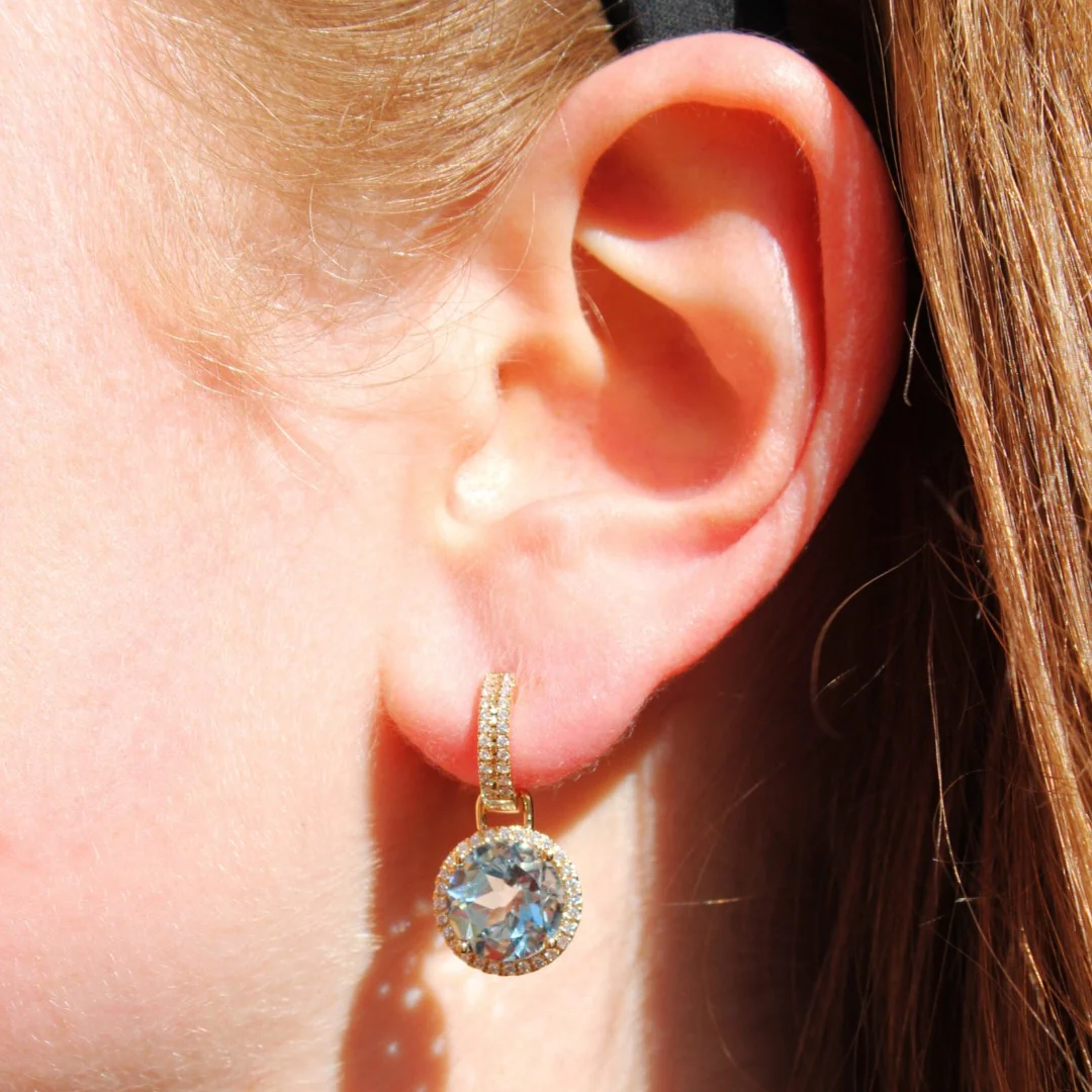 Grace Large Blue Topaz and Diamond Detachable Earrings - Image 2