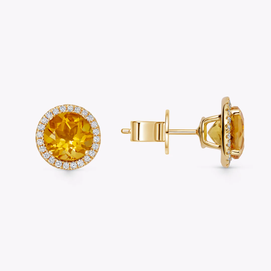 Grace Citrine and Diamond Stud Earrings - Image 3