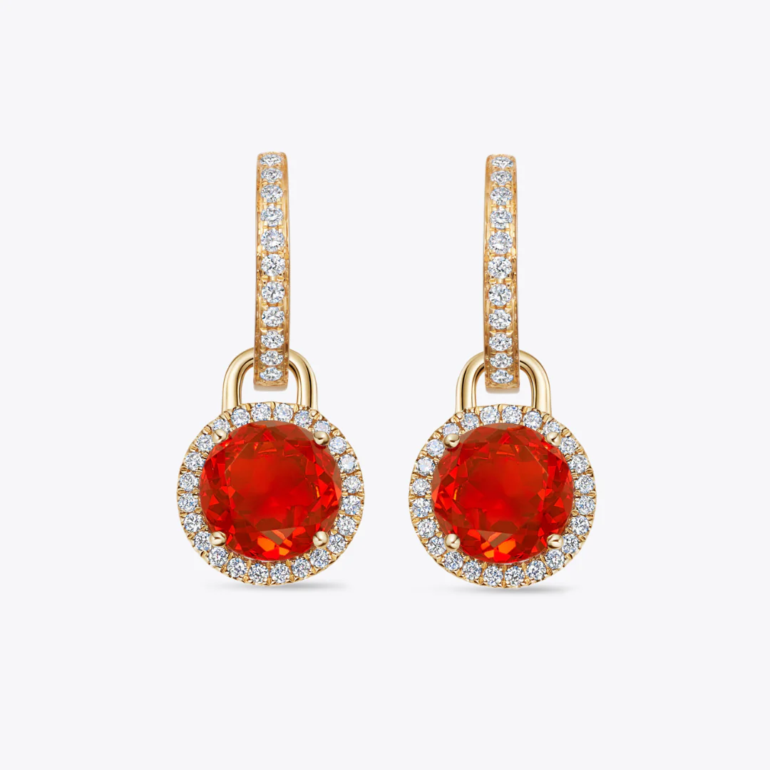 Grace Mini Fire Opal and Diamond Detachable Earrings