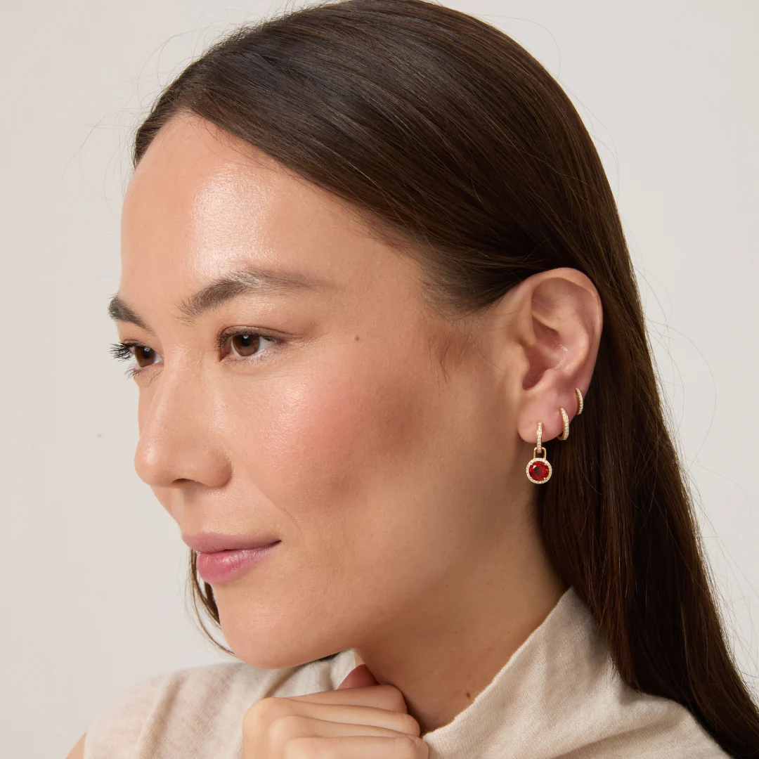 Grace Mini Fire Opal and Diamond Detachable Earrings - Image 2