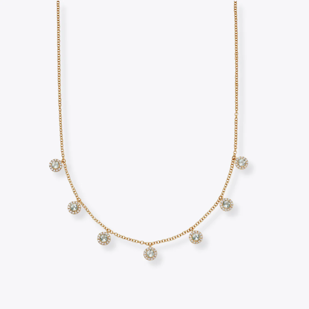 Grace Green Amethyst and Diamond Drop Necklace