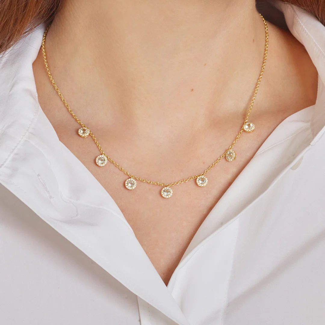 Grace Green Amethyst and Diamond Drop Necklace - Image 2